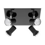 Eglo Luz de techo Tamara 1 Acero Negro Cromo 4x2.8W 4x250lm - 830 Luz Cálida | IP44 - Incl. 4x GU10